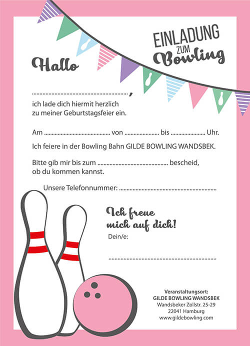 Gilde Bowling Wandsbek Einladung Rosa